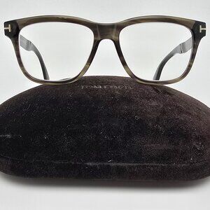 Tom Ford TF5372 098 Clear Olive Havana Eyeglasses Frame w/ Case Italy 54-16-145